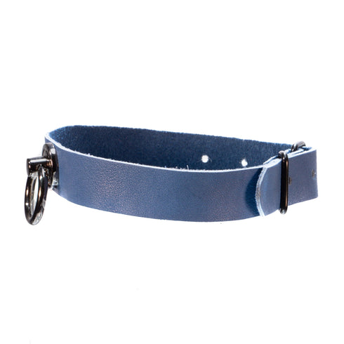 SiaLinda: Halsband Blue Sky, echtes Leder himmel blau, zwei O - Ringe 20mm zur Auswahl, Geschenkverpackung - SiaLinda.com
